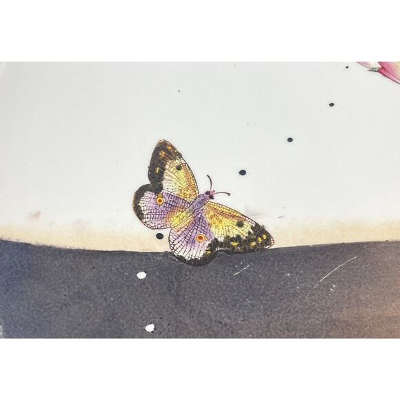 Fabienne Jouvin Paris Large Ceramic Porcelain 14” Platter Floral Butterfly 1999 - Picture 4 of 16